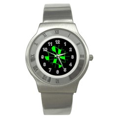 Green abstract flower Stainless Steel Watch