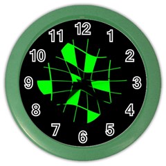 Green abstract flower Color Wall Clocks