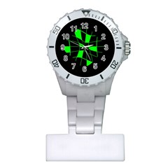 Green abstract flower Plastic Nurses Watch