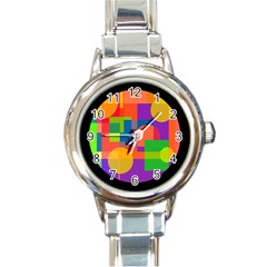 Colorful Circle  Round Italian Charm Watch by Valentinaart