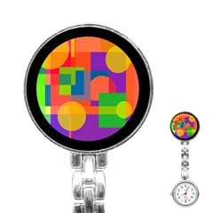 Colorful Circle  Stainless Steel Nurses Watch by Valentinaart