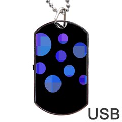 Blue Circles  Dog Tag Usb Flash (two Sides)  by Valentinaart