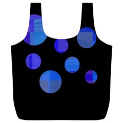 Blue Circles  Full Print Recycle Bags (l)  by Valentinaart