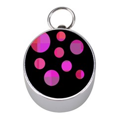 Pink Abstraction Mini Silver Compasses by Valentinaart