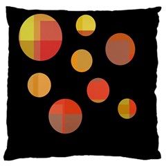 Orange Abstraction Large Flano Cushion Case (one Side) by Valentinaart