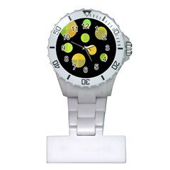 Green Abstract Circles Plastic Nurses Watch by Valentinaart