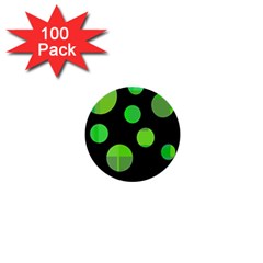 Green Circles 1  Mini Buttons (100 Pack)  by Valentinaart