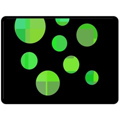 Green Circles Fleece Blanket (large)  by Valentinaart