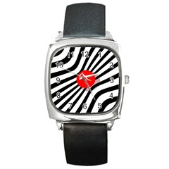 Abstract Red Ball Square Metal Watch by Valentinaart