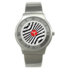 Abstract Red Ball Stainless Steel Watch by Valentinaart