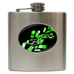 Green Decorative Abstraction Hip Flask (6 Oz) by Valentinaart