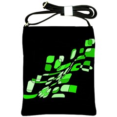 Green Decorative Abstraction Shoulder Sling Bags by Valentinaart