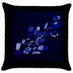 Blue Abstraction Throw Pillow Case (black) by Valentinaart