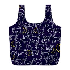 Cat And Moons For Halloween  Full Print Recycle Bags (l)  by BubbSnugg