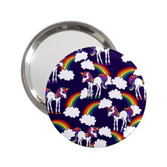 Retro Rainbows And Unicorns 2.25  Handbag Mirrors