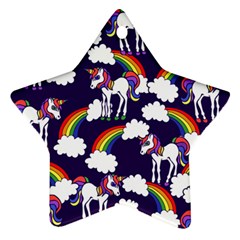 Retro Rainbows And Unicorns Star Ornament (Two Sides) 