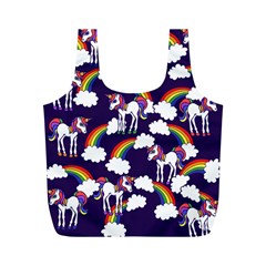 Retro Rainbows And Unicorns Full Print Recycle Bags (M) 