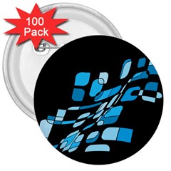 Blue Abstraction 3  Buttons (100 Pack)  by Valentinaart