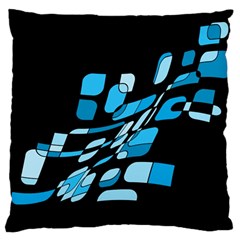 Blue Abstraction Large Cushion Case (two Sides) by Valentinaart