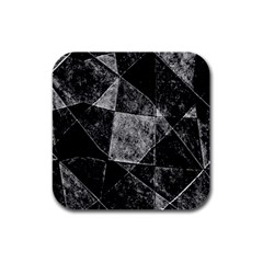Dark Geometric Grunge Pattern Print Rubber Square Coaster (4 pack) 