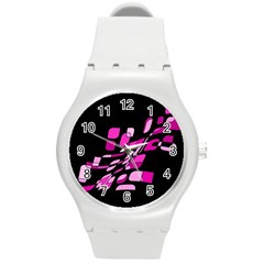 Purple Abstraction Round Plastic Sport Watch (m) by Valentinaart