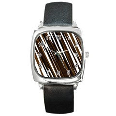 Black Brown And White Camo Streaks Square Metal Watch by TRENDYcouture