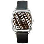 Black Brown And White Camo Streaks Square Metal Watch