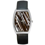 Black Brown And White Camo Streaks Barrel Style Metal Watch