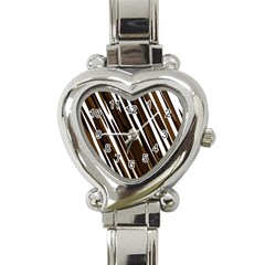 Black Brown And White Camo Streaks Heart Italian Charm Watch by TRENDYcouture