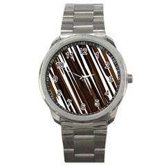 Black Brown And White Camo Streaks Sport Metal Watch by TRENDYcouture