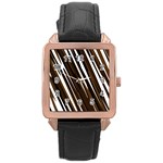 Black Brown And White Camo Streaks Rose Gold Leather Watch 