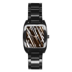 Black Brown And White Camo Streaks Stainless Steel Barrel Watch by TRENDYcouture