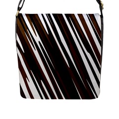 Black Brown And White Camo Streaks Flap Messenger Bag (l)  by TRENDYcouture