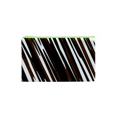 Black Brown And White Camo Streaks Cosmetic Bag (xs) by TRENDYcouture