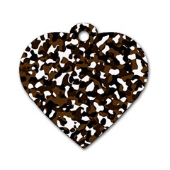 Black Brown And White Camo Streaks Dog Tag Heart (two Sides) by TRENDYcouture