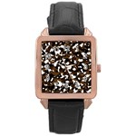 Black Brown And White camo streaks Rose Gold Leather Watch 