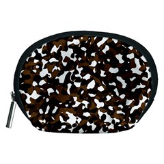 Black Brown And White Camo Streaks Accessory Pouches (medium) 