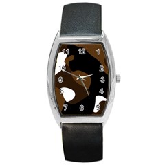 Black Brown And White Abstract 3 Barrel Style Metal Watch by TRENDYcouture