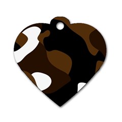 Black Brown And White Abstract 3 Dog Tag Heart (one Side) by TRENDYcouture
