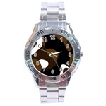 Black Brown And White Abstract 3 Stainless Steel Analogue Watch