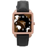 Black Brown And White Abstract 3 Rose Gold Leather Watch 