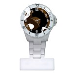 Black Brown And White Abstract 3 Plastic Nurses Watch