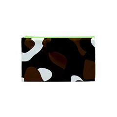 Black Brown And White Abstract 3 Cosmetic Bag (xs) by TRENDYcouture