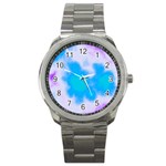 Blue And Purple Clouds Sport Metal Watch