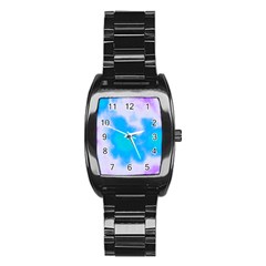 Blue And Purple Clouds Stainless Steel Barrel Watch by TRENDYcouture