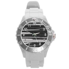 Gray Camouflage Round Plastic Sport Watch (l) by TRENDYcouture