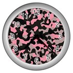 Kitty Camo Wall Clocks (Silver) 