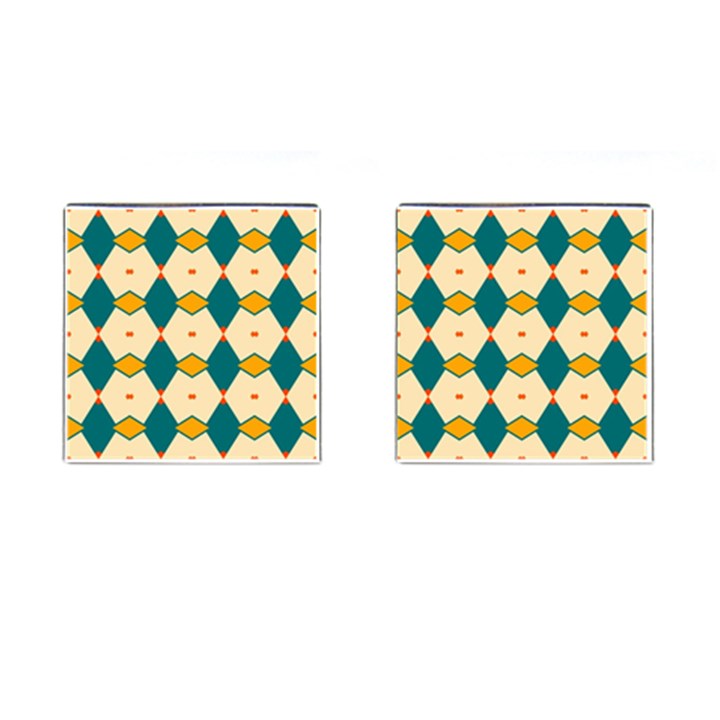 Blue yellow rhombus pattern                                                                                 			Cufflinks (Square)