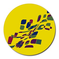 Yellow Abstraction Round Mousepads by Valentinaart