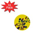 Yellow abstraction 1  Mini Buttons (10 pack)  Front